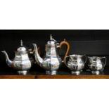 A George II style octagonal four piece silver tea & coffee service including teapot, coffee pot,