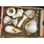 Eight pieces of Royal Worcester, varying dates, to include a miniature vase of tapering form,