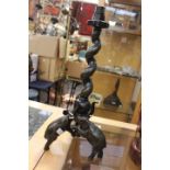 A bronzed spelter elephant table lamp,