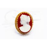 A cameo ring, mounted in 9ct gold, the cameo approx 17mm x 25mm, size M1/2,