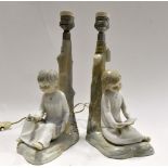 A pair of Lladro style Zephir lamps