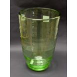A large 1930's green glass vase, green octic, (circle - pontil) hand blown,