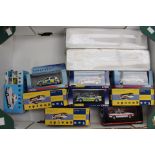 Nine Corgi Vanguard police vehicles including: Subaru, Sierra Cosworth, all boxed.