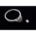 A natural fancy intense purple/pink loose diamond, cushion-brilliant cut, approximately 0.