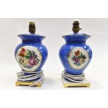 A pair of Herend porcelain ovoid table lamps,