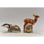 Royal Crown Derby figure Fawn and Badger both signed and boxed (2)