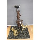 Art Deco Spelter figurine on stand, circa 1920's, made in England and registration number to back,