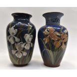 Two early 20th Century Langley pottery vases, blue and brown ground,