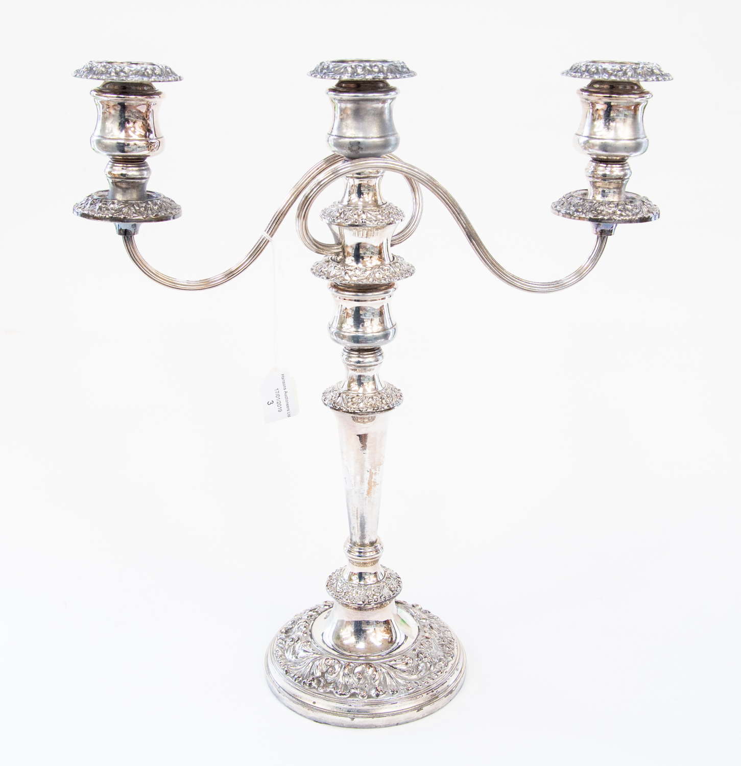 A Victorian silver-plate candelabra,