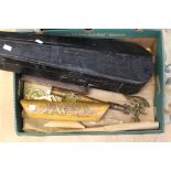 Early 20th Century cased violin, the Maidstone label to interior, no bow and A/F,