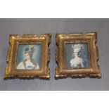 Pair of reproduction miniature female portraits, 7.5 x 8.