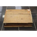 Vintage Pine table top writing slope, 53cm x 50cm A/F.