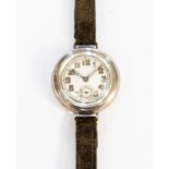 A Jean Finger patent Hermetic silver military style wrist watch, c.