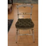 A Victorian white painted ladies bedroom chair, with gilt decoration,