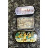 Three 20th Century Russian lacquer snuff boxes (3)