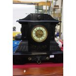 Victorian black slate clock,