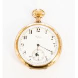 Gold plated Waltham pocket watch with subsidiary dial,