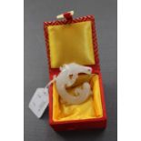 Chinese white Jade carved dragon figure (boxed)