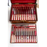 **WITHDRAWN*** A William IV rosewood cased knife set comprising: 24 table knives and 24 cheese