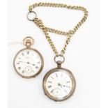 A Waltham silver pocket watch, having white enamel Roman numeral dial with subsidiary seconds dial,