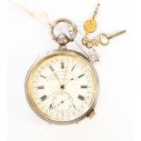 A silver pocket watch by John Taylor of Rochdale, Chester hallmark, dial diameter approx 52mm,