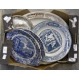 A collection of 19th Century Wedgwood dinner and meat plates with others