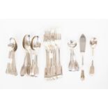 Mixed silver flatware lot to include 6 London fiddleback forks dated 1930,