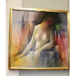 20th Century study of a female nude, indistinctly signed and dated 1991 l.l.