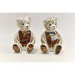 Two Royal Crown Derby bears, with fancy waistcoats,