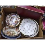 A collection of assorted ceramics comprising; Royal Crown Derby "Olde Avesbury" plates,