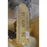 A Chinese pre 1947 ivory cribbage board,