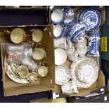 Burleigh Ware Willow pattern, tea set with tea pot and stand, cups, saucers, side plates,
