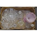 Collection of cut glass decanters, bowl,