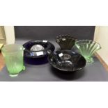 A group of Davidson glass vases and bowls,