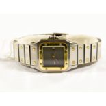 Cartier, a boxed circa 1990's bi metal Cartier Santos wristwatch,