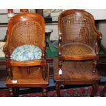 A Victorian mahogany child's high chair on stand, canework seat and back,