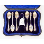 A W Corke and Son, Wolverhampton set of 6 silver spoons and sugar tongs, London 1901,