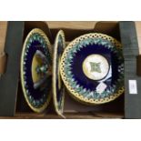 A late Victorian Wedgwood Majolica fruit set, comprising three comports, six dishes,