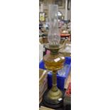 A Victorian brass oil lamp,