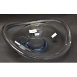 Holmegaard bowl, 1961, initialled by the artist, blue glass shallow bowl,