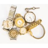 Two gentlemen's vintage wrist watches "Hanova" and "Junghaus" a silver cased pocket watch,