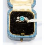 A blue zircon and 9ct gold set ring,