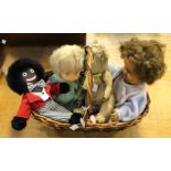 Straw filled mohair teddy pedigree composite doll,