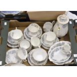 A Royal Albert "Silver Maple" part tea set comprising; teapot, four cups, ten saucers,
