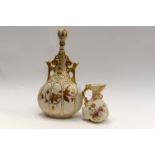 Late Victorian Royal Worcester blush ivory Persian style ovoid vase with floral decoration, 31.