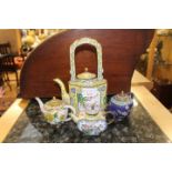 Three miniature Chinese Cloisonne tea pots,