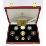 Commemorative Proof 9 Coin Collection 1981 includes Gold Proof £5 and Gold Proof Sovereign in red
