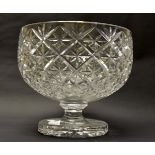 Cut glass pedestal fruit bowl, diamond and star burst,