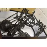 A late 19th / early 20th Century black painted hanging ceiling lamp,