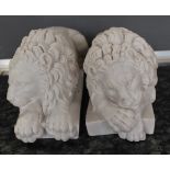 Pair of modern decorative, reconstituted marble lions, recumbent garnitures,